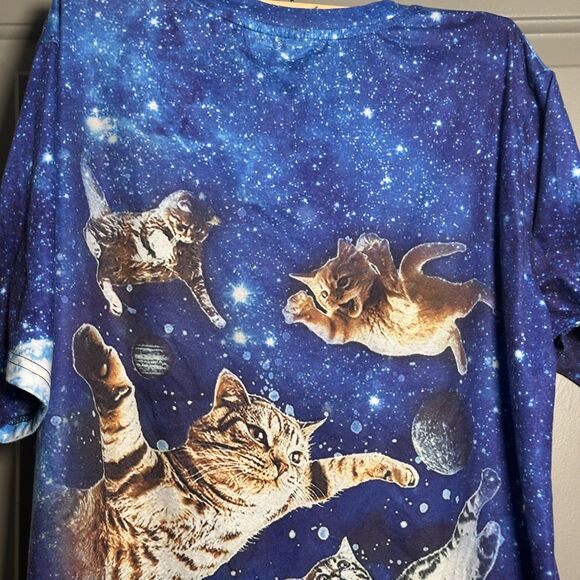 Mr. 1991INC Cat Galaxy All Over Print T-Shirt Size XL Space Kitten Tee - Picture 6 of 8
